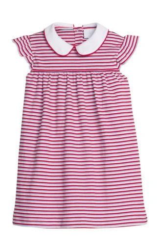 Little English - Angel Sleeve Peter Pan Dress - Americana Stripe