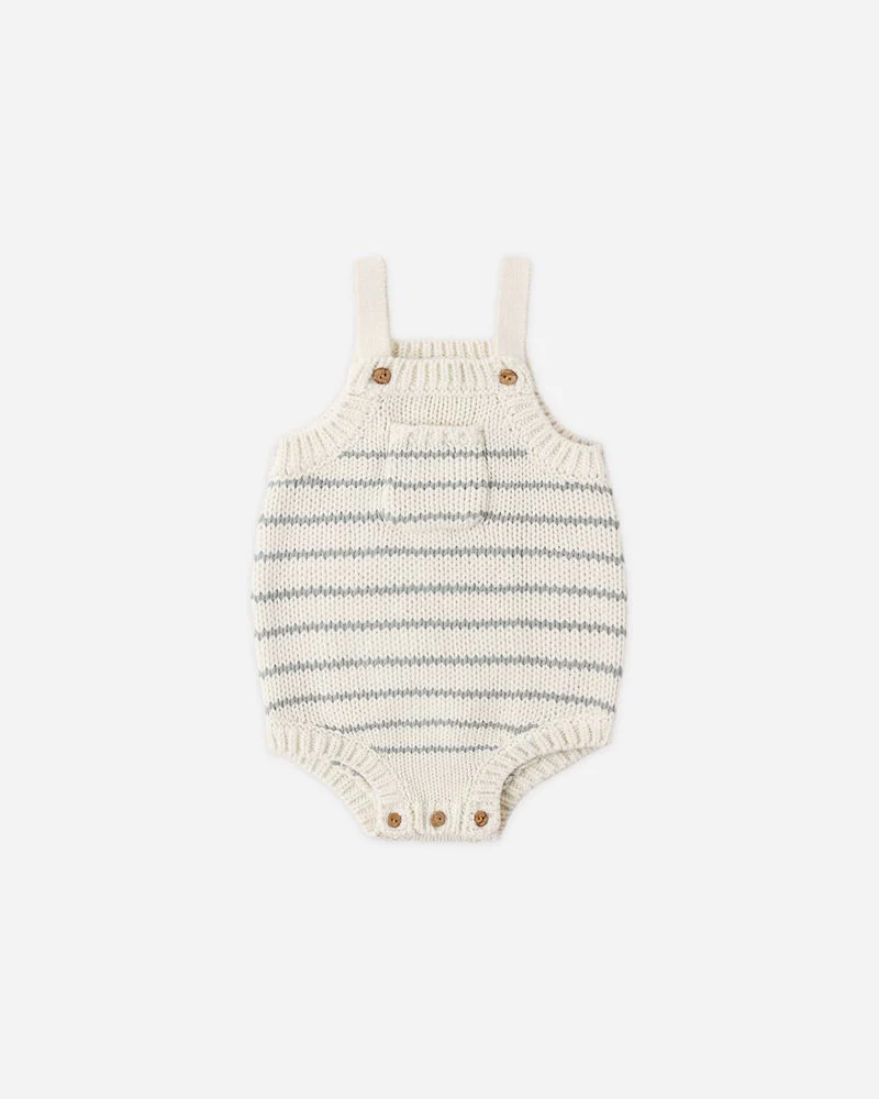 RYLEE + CRU ASHTON KNIT ROMPER SEA GREEN STRIPE
