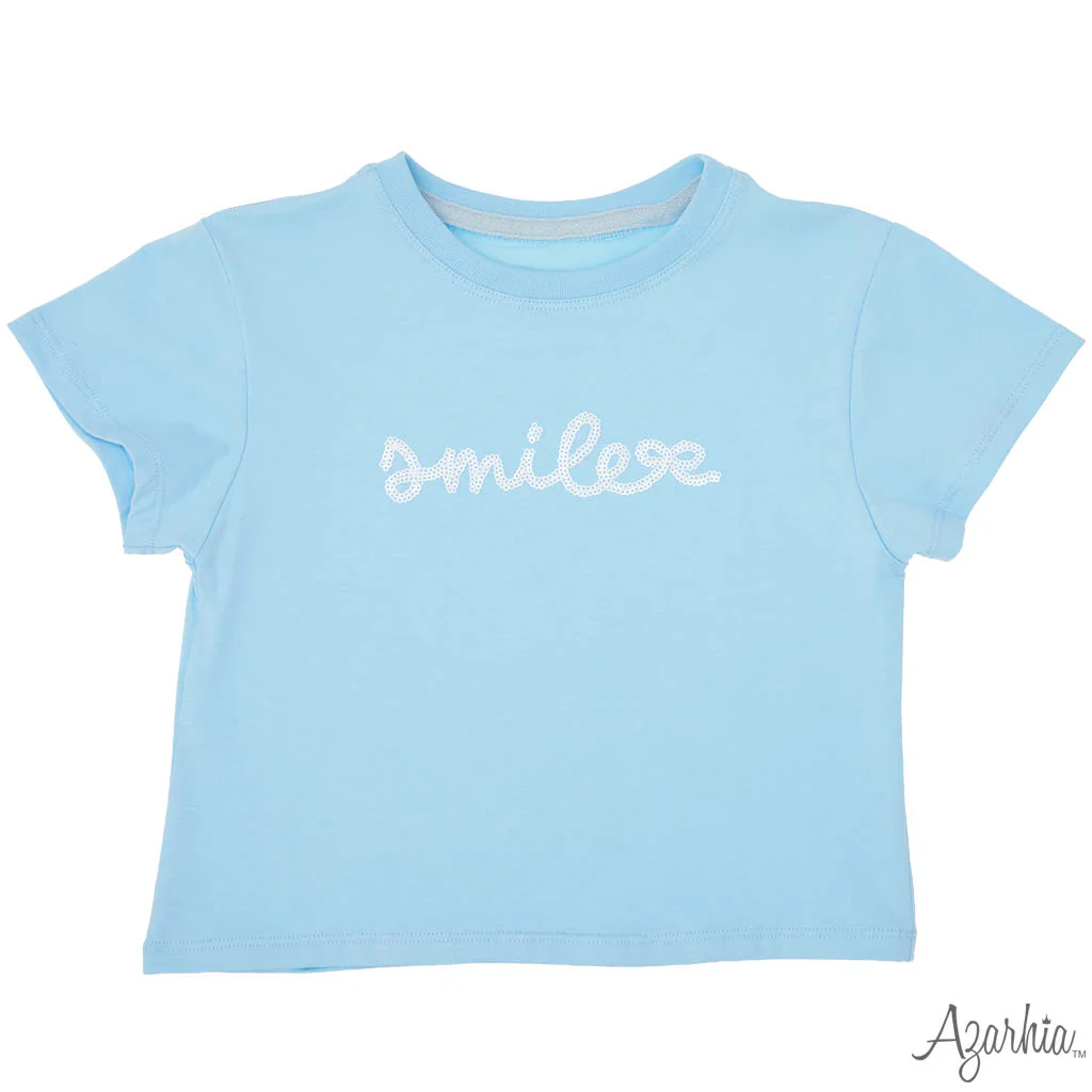 Azarhia Sequin Smile Light Blue Boxy
