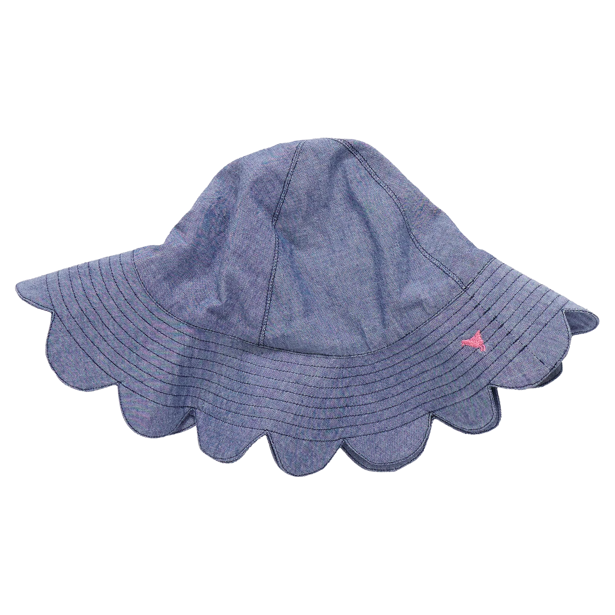 Pink Chicken - Baby Girls Scallop Sun hat - Chambray