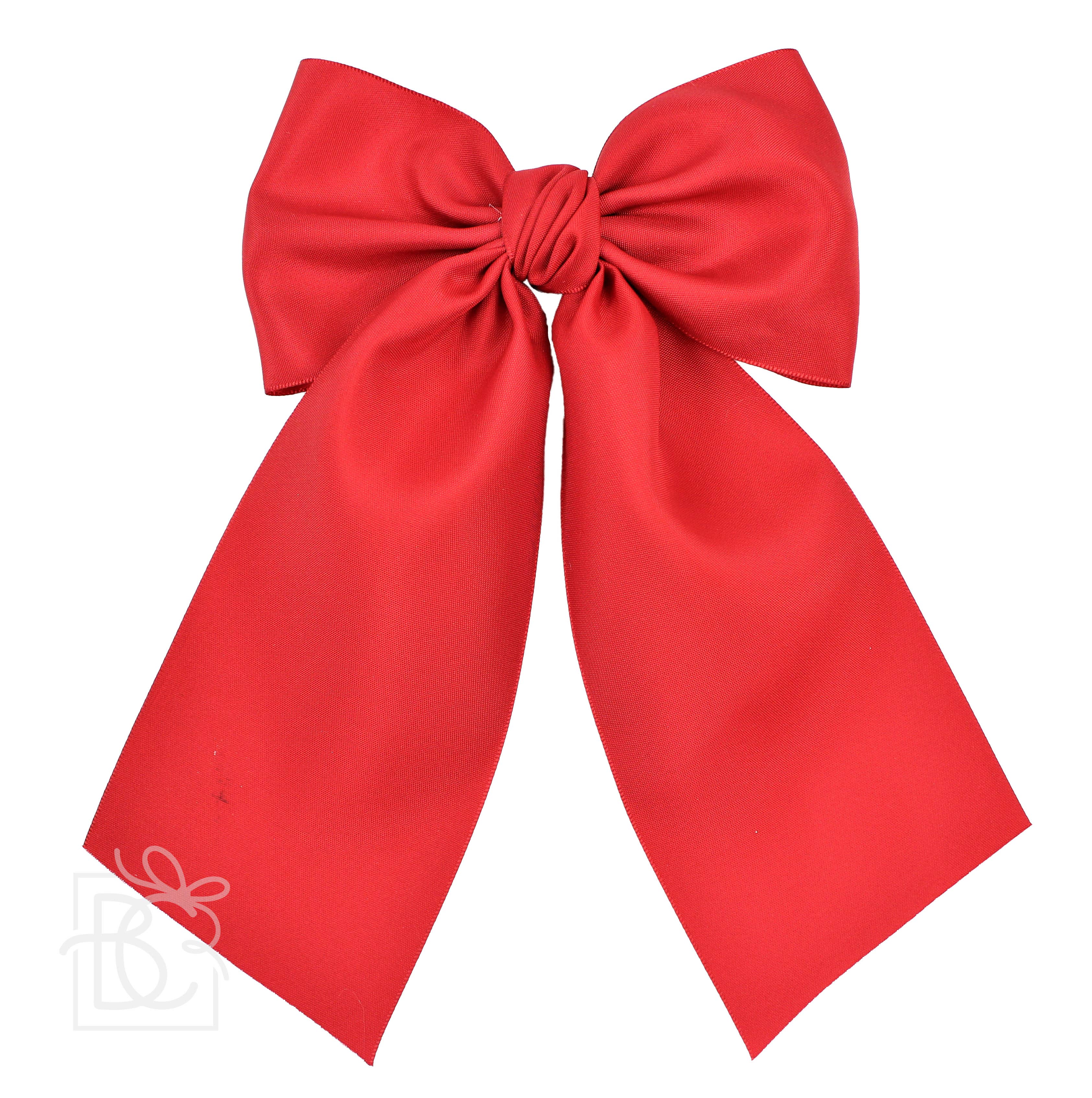Beyond Creations Opaque Satin Bow With Euro Knot & Tails: Antique White / 4.5" Large - Image 13