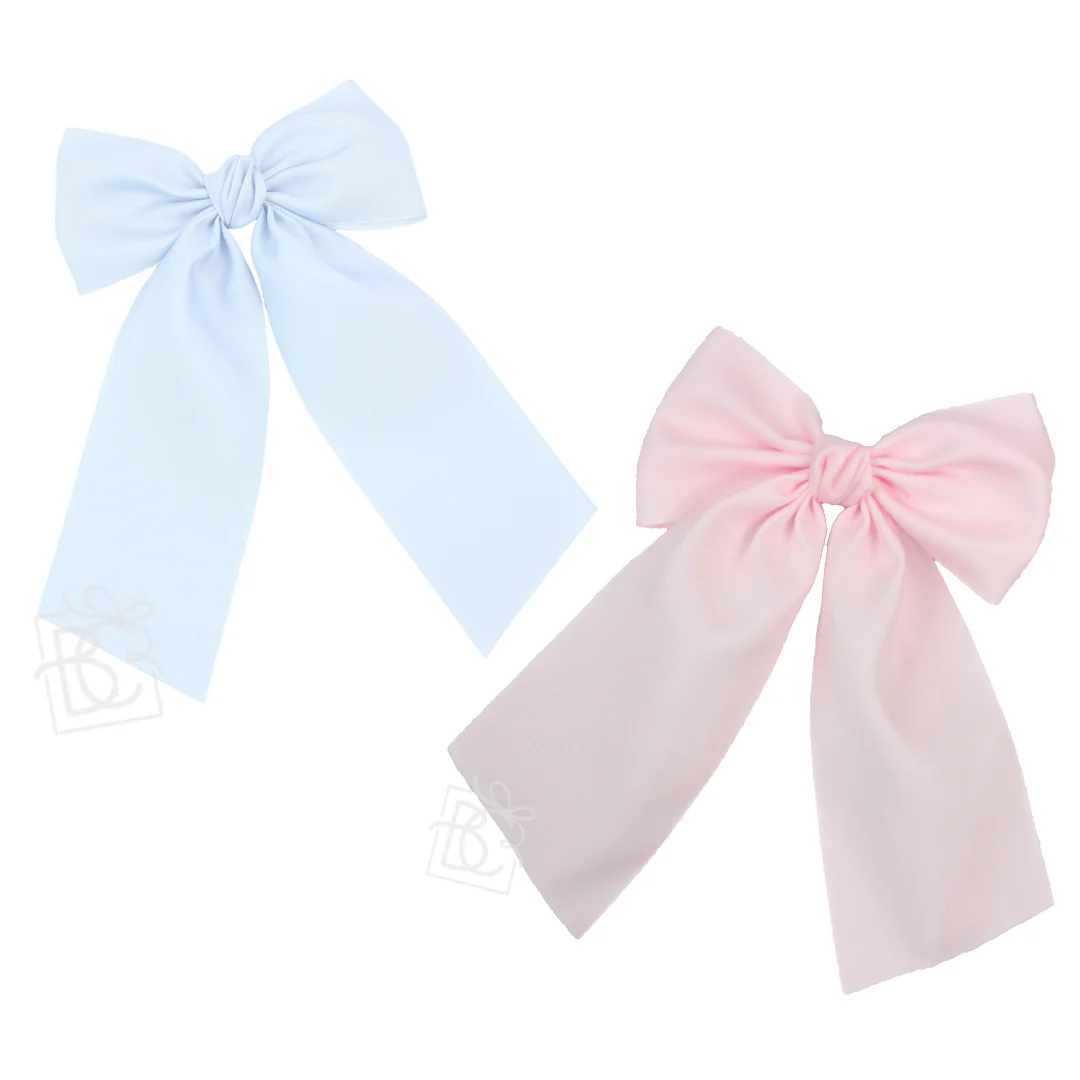 Beyond Creations Opaque Satin Bow With Euro Knot & Tails: Antique White / 4.5" Large - Image 2