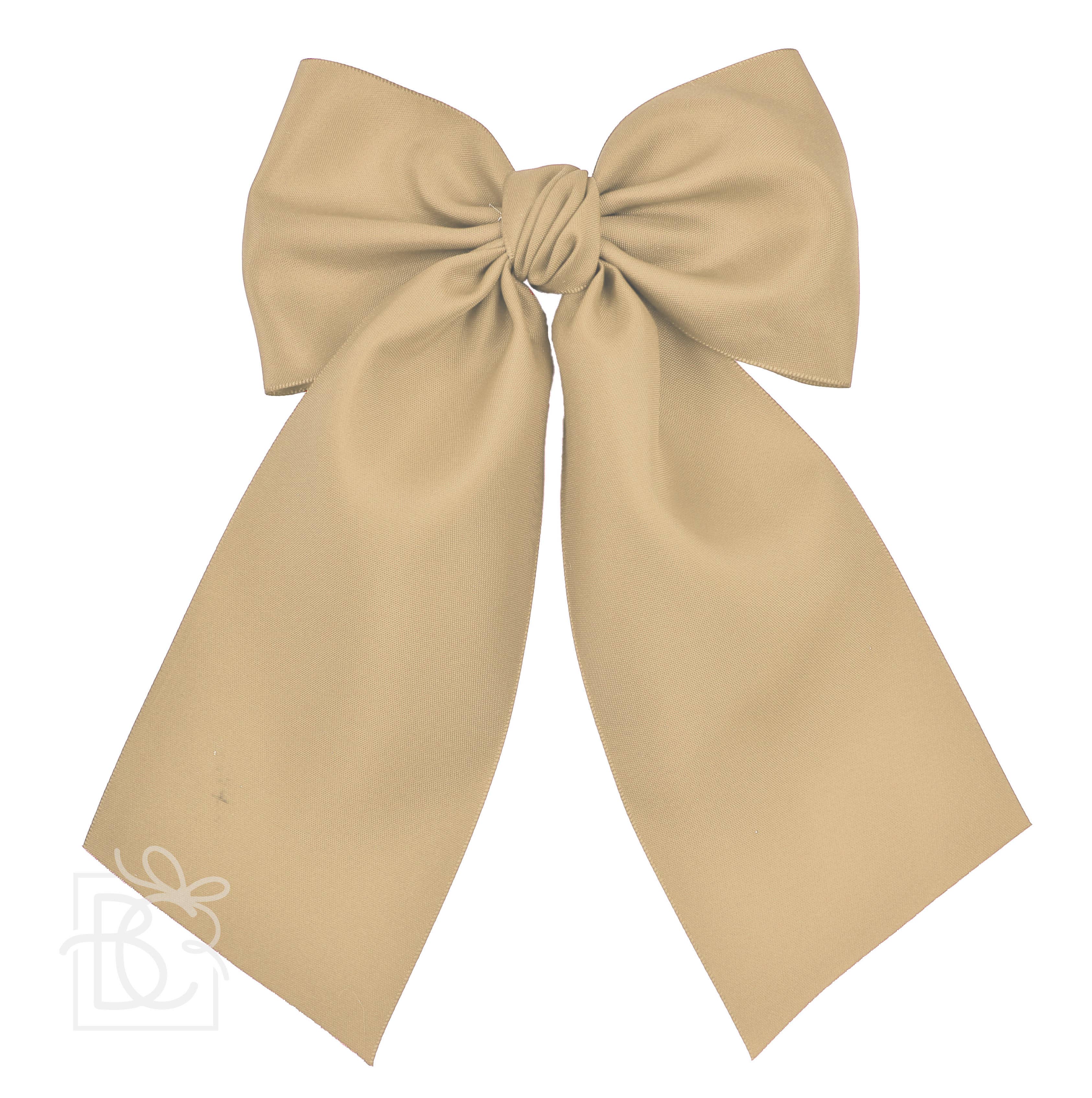 Beyond Creations Opaque Satin Bow With Euro Knot & Tails: Antique White / 4.5" Large - Image 25