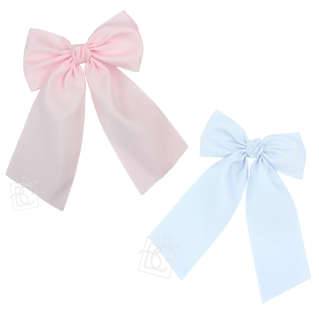 Beyond Creations Opaque Satin Bow With Euro Knot & Tails: Antique White / 4.5" Large - Image 3