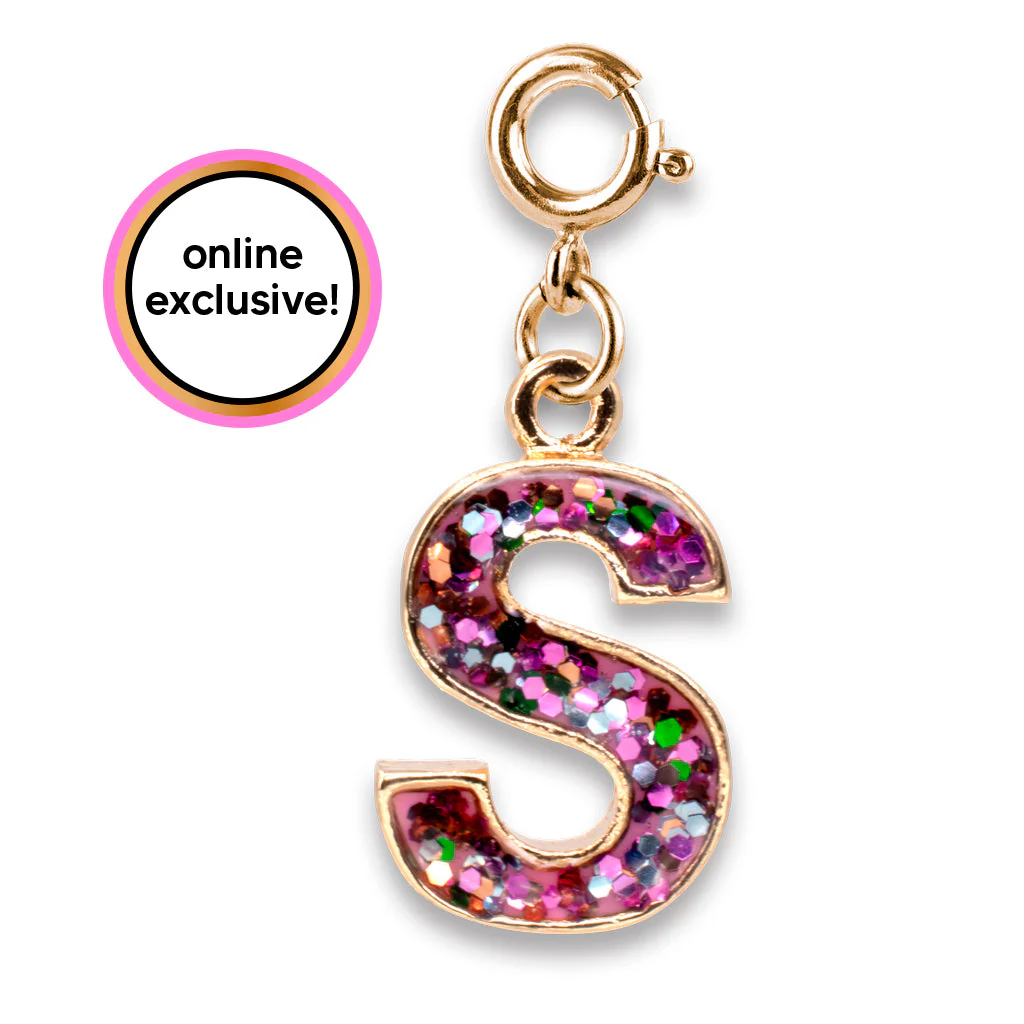 CHARM IT! Gold Pink Glitter Letter S Charm