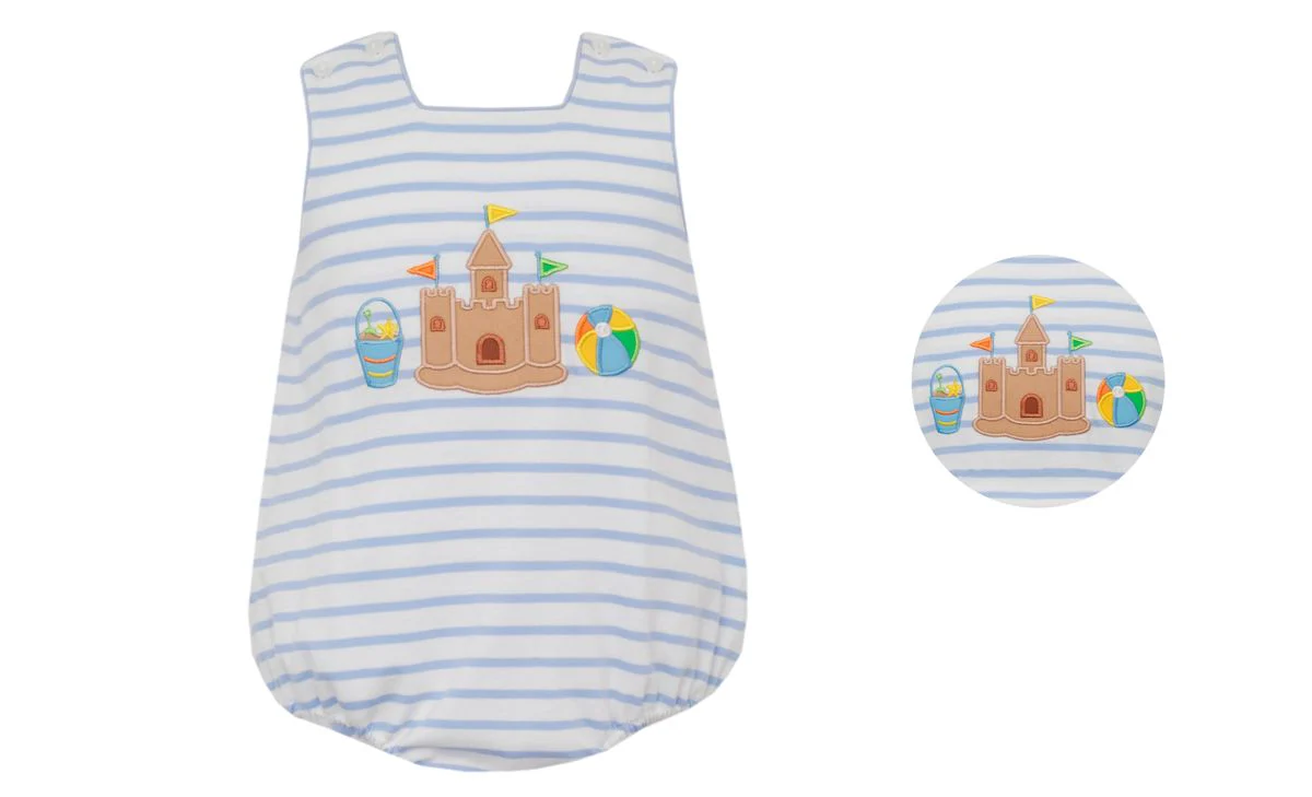 Claire & Charlie SAND CASTLE BOY´S - Blue knit stripe sunbubble