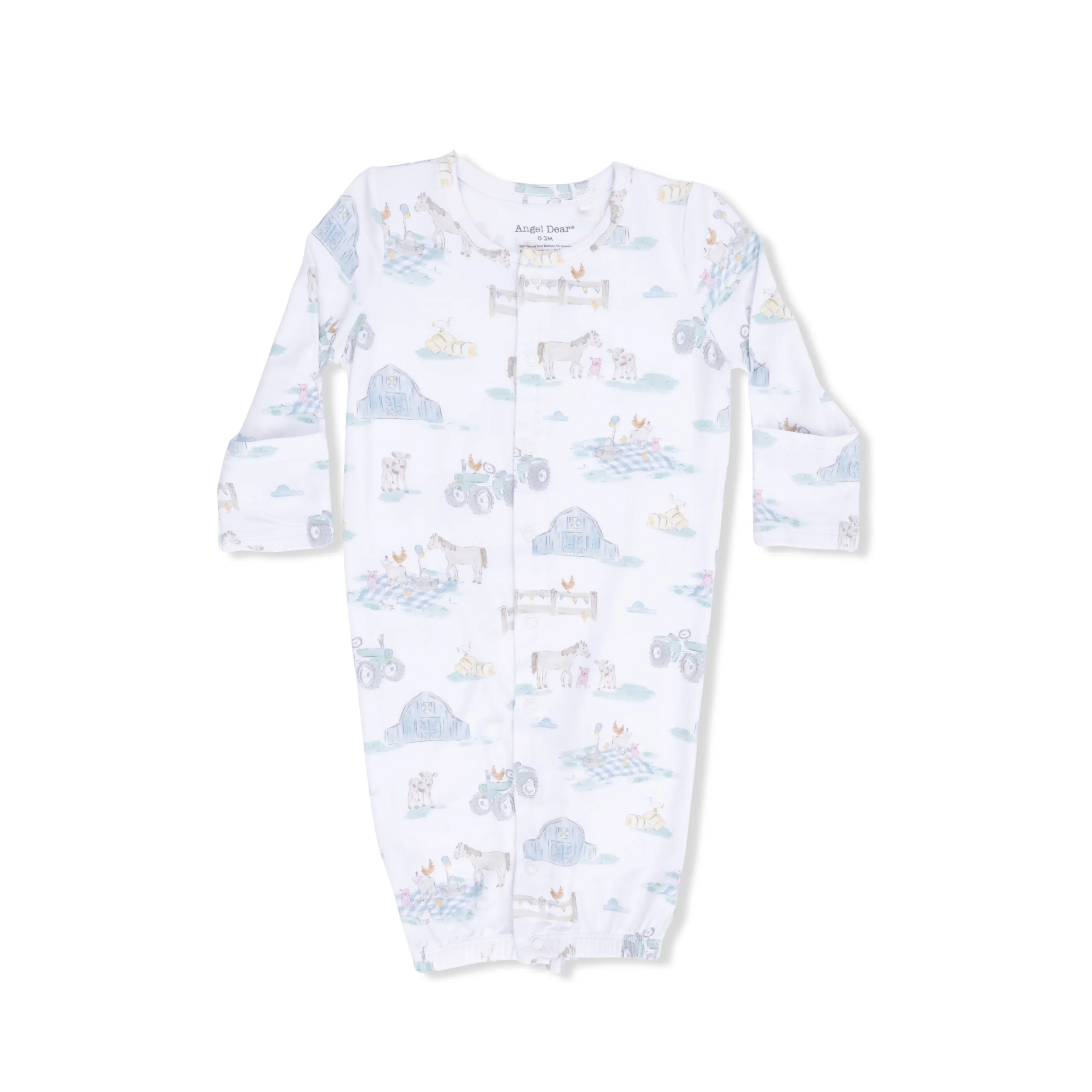 Farm Animal Party - Convertible Gown 0-3 Months