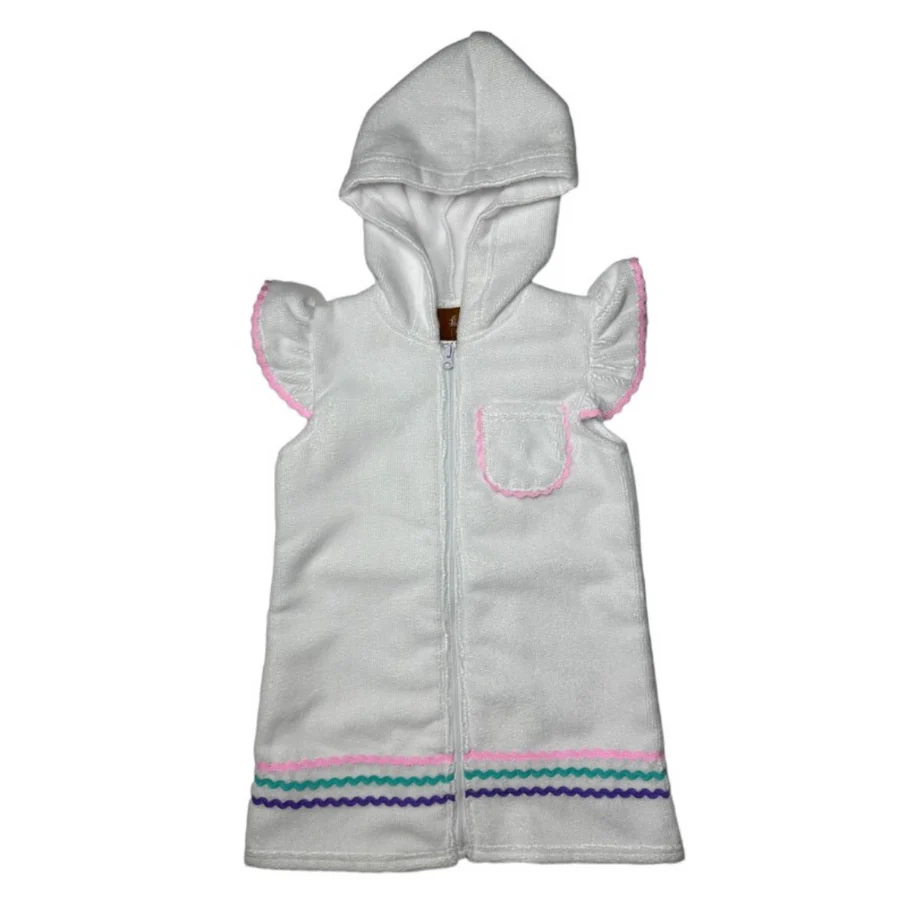 Girls Rainbow Ric Rac Terry Hooded Cover-Up
