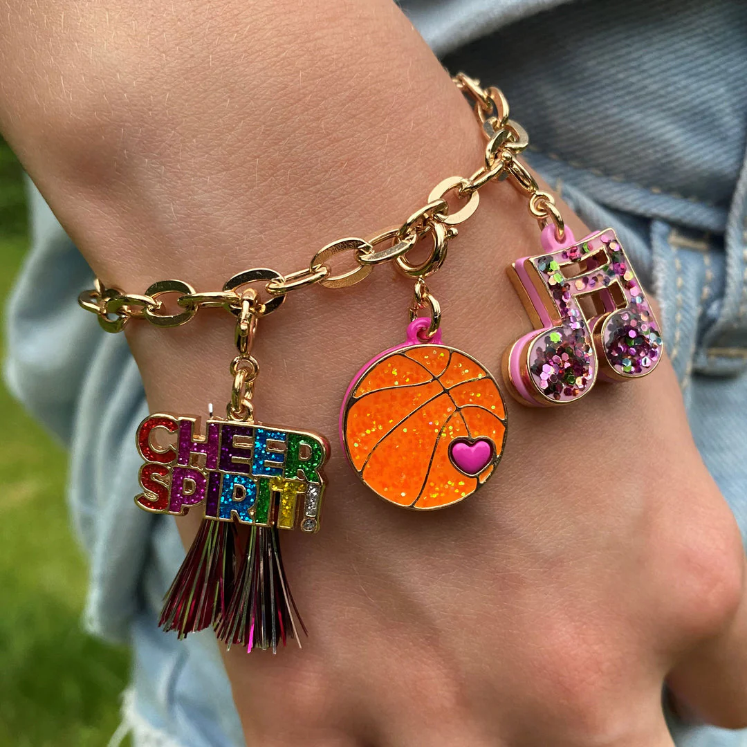 Gold Glitter Basketball Charm - Image 2