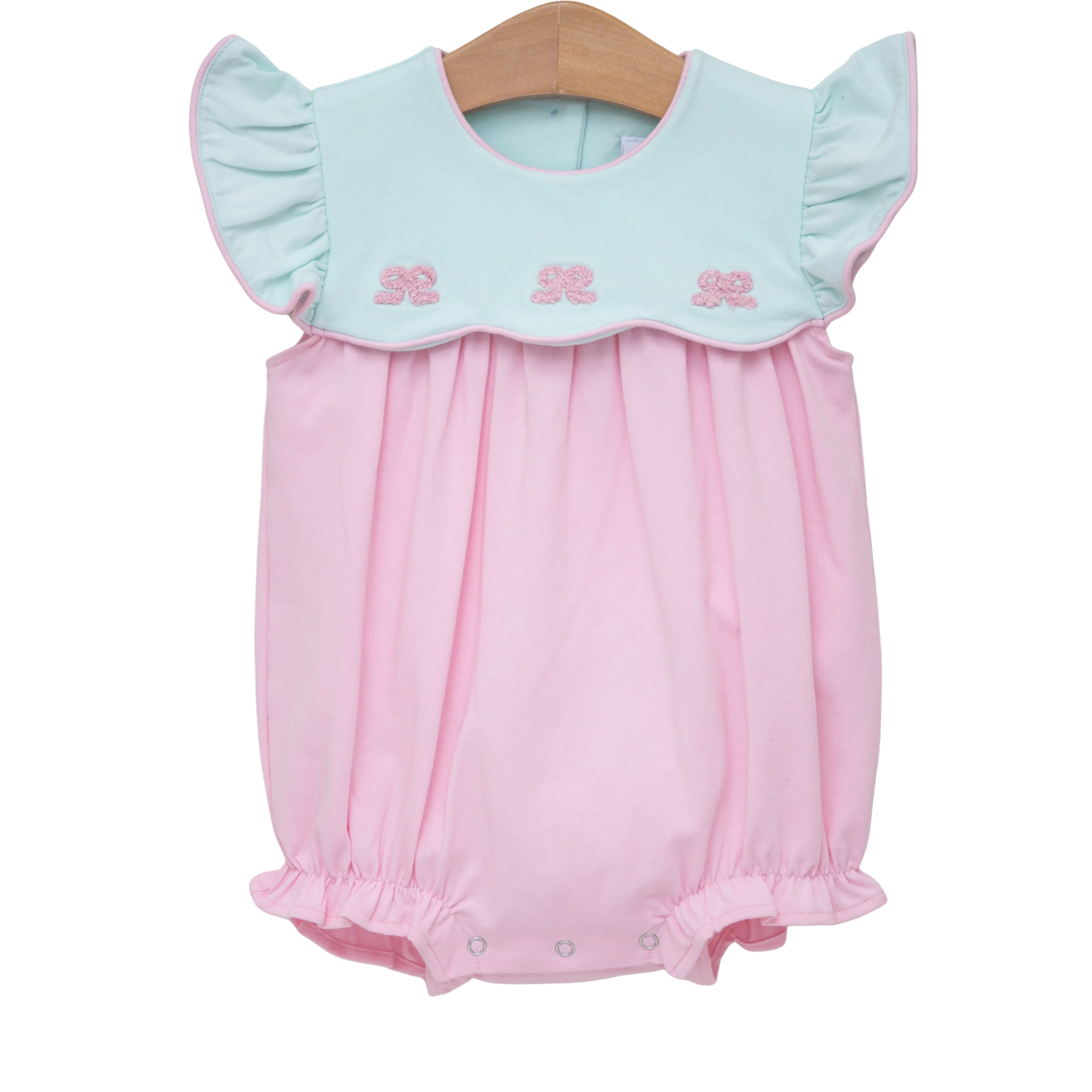 Jellybean Girl French Knot Bow Scallop Bubble