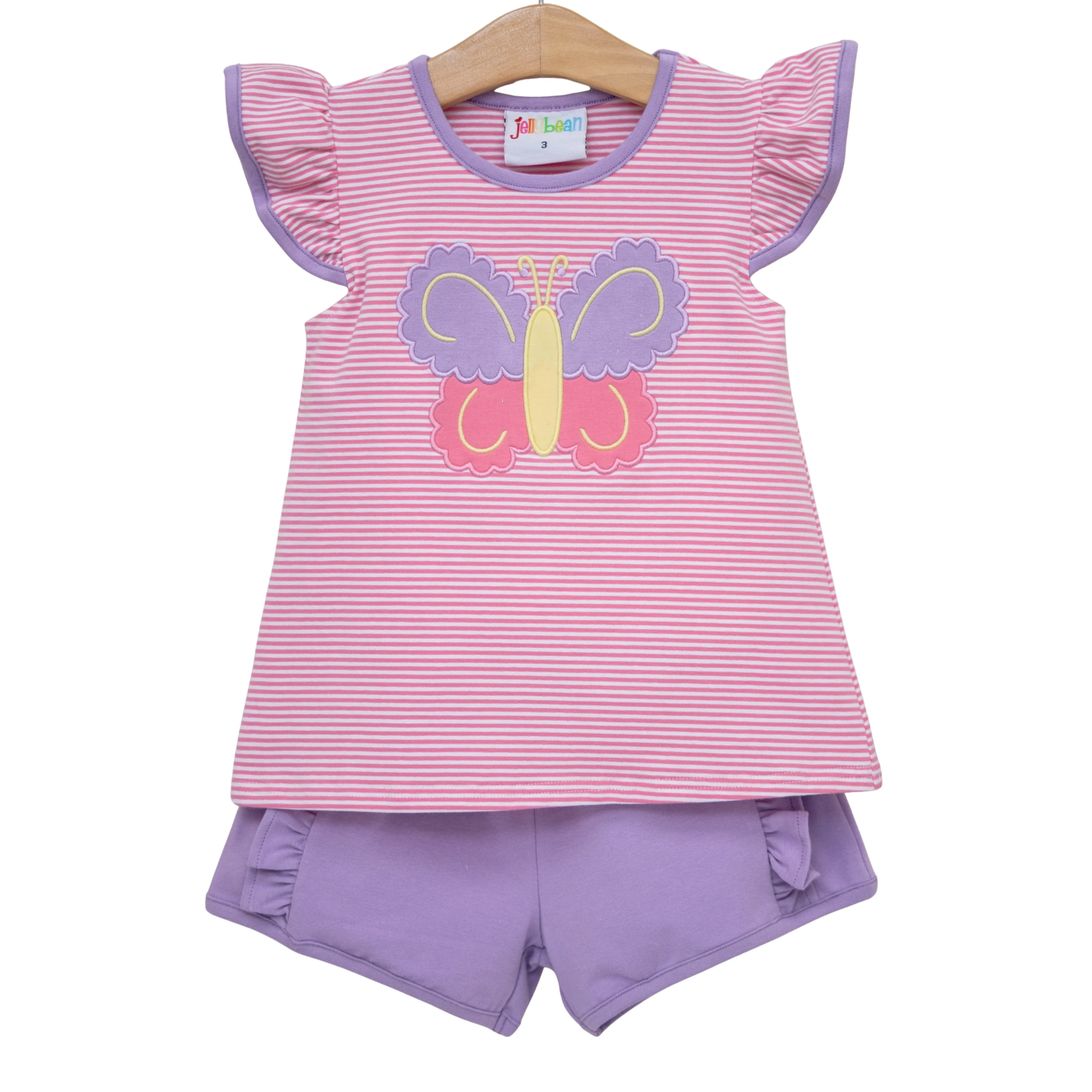 Jellybean Girl's Butterfly Kisses Ruffle Short Set