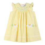 Lil Cactus Yellow Daisy Pocketed Smocked Bishop Dress
