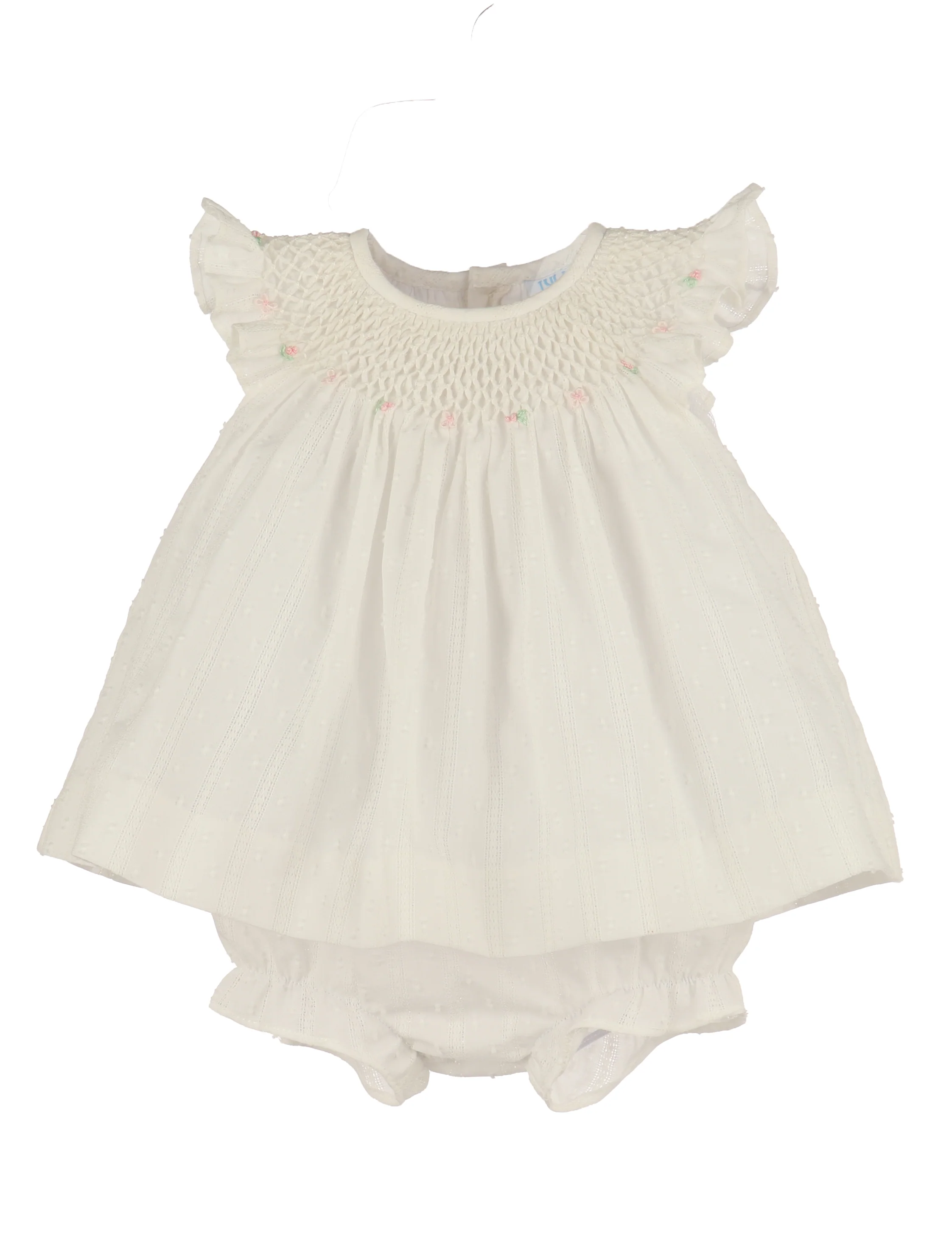 LULI & ME Plumeti Fantasy Bishop White with pink 3 Piece Set