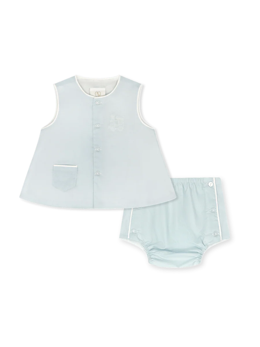 Lullaby Set-Mason Diaper Set Blessings Blue, Train