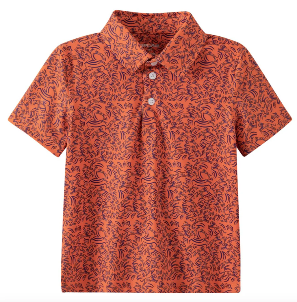 Meripex Clemson Tiger Mini Print Performance Polo