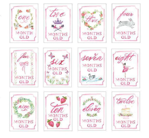 Monthly Milestone Card Set: Pink