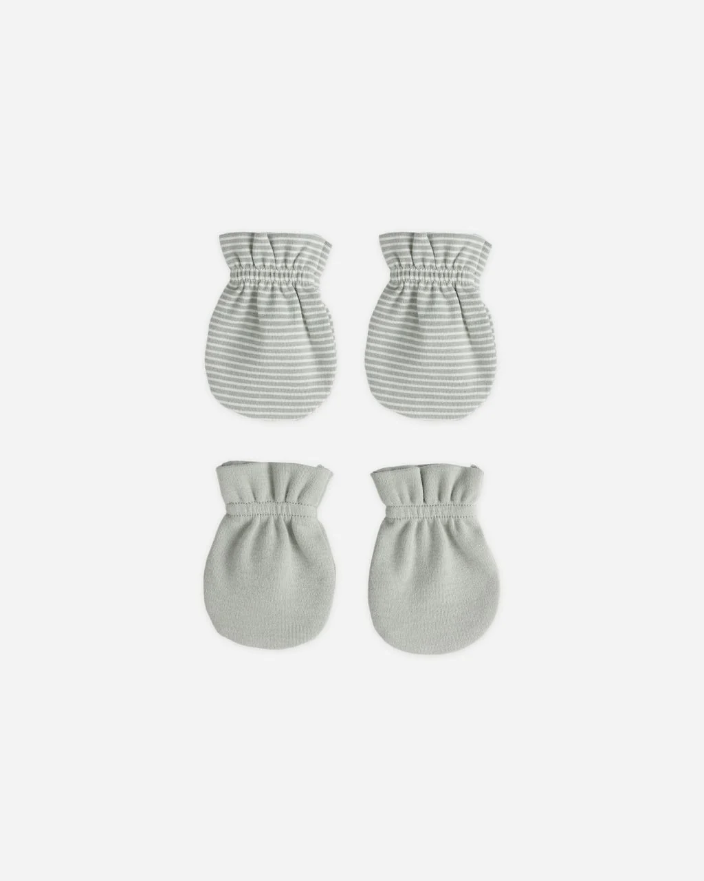 Quincy Mae No Scratch Mittens Set || Sage Micro Stripe, Sage