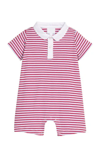 Little English Peter Pan Polo Romper - Americana Stripe
