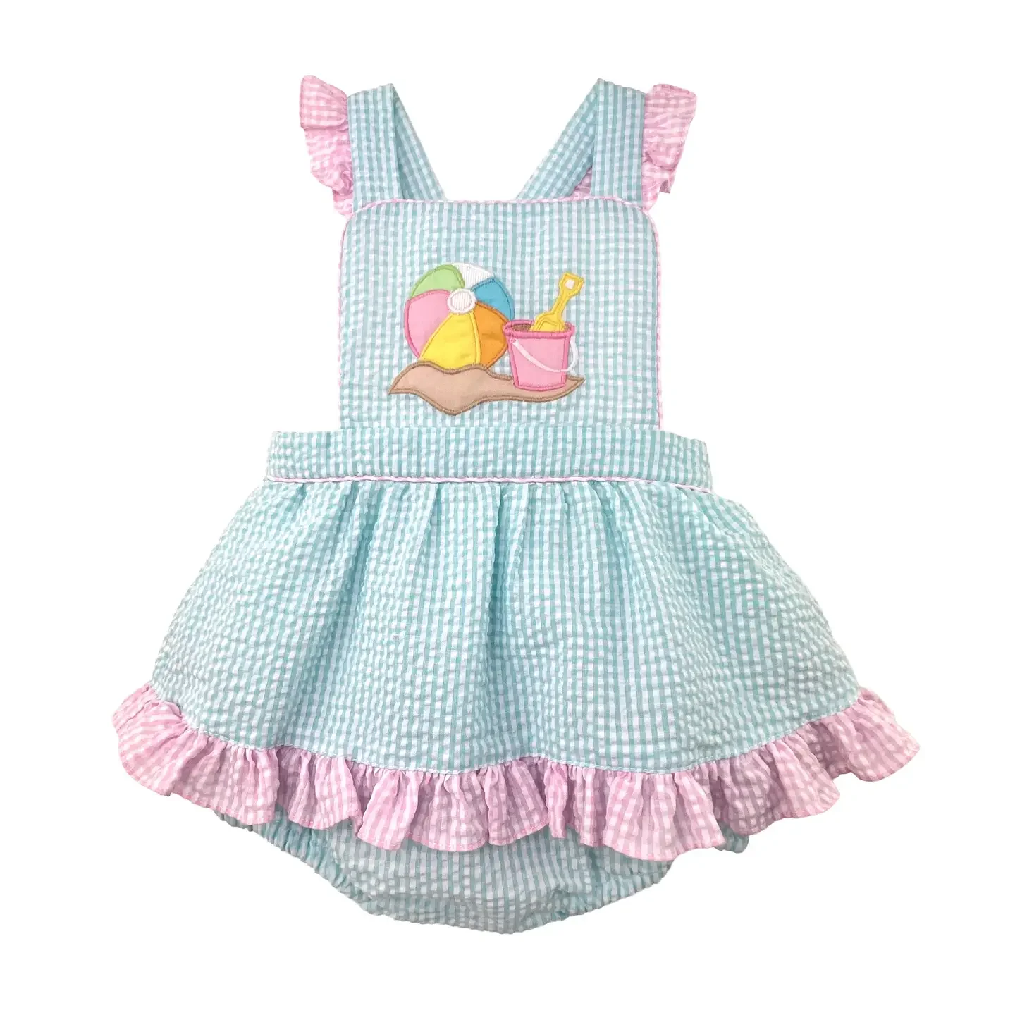 Petit Ami Sunbubble with Overlay Skirt & Beach Applique
