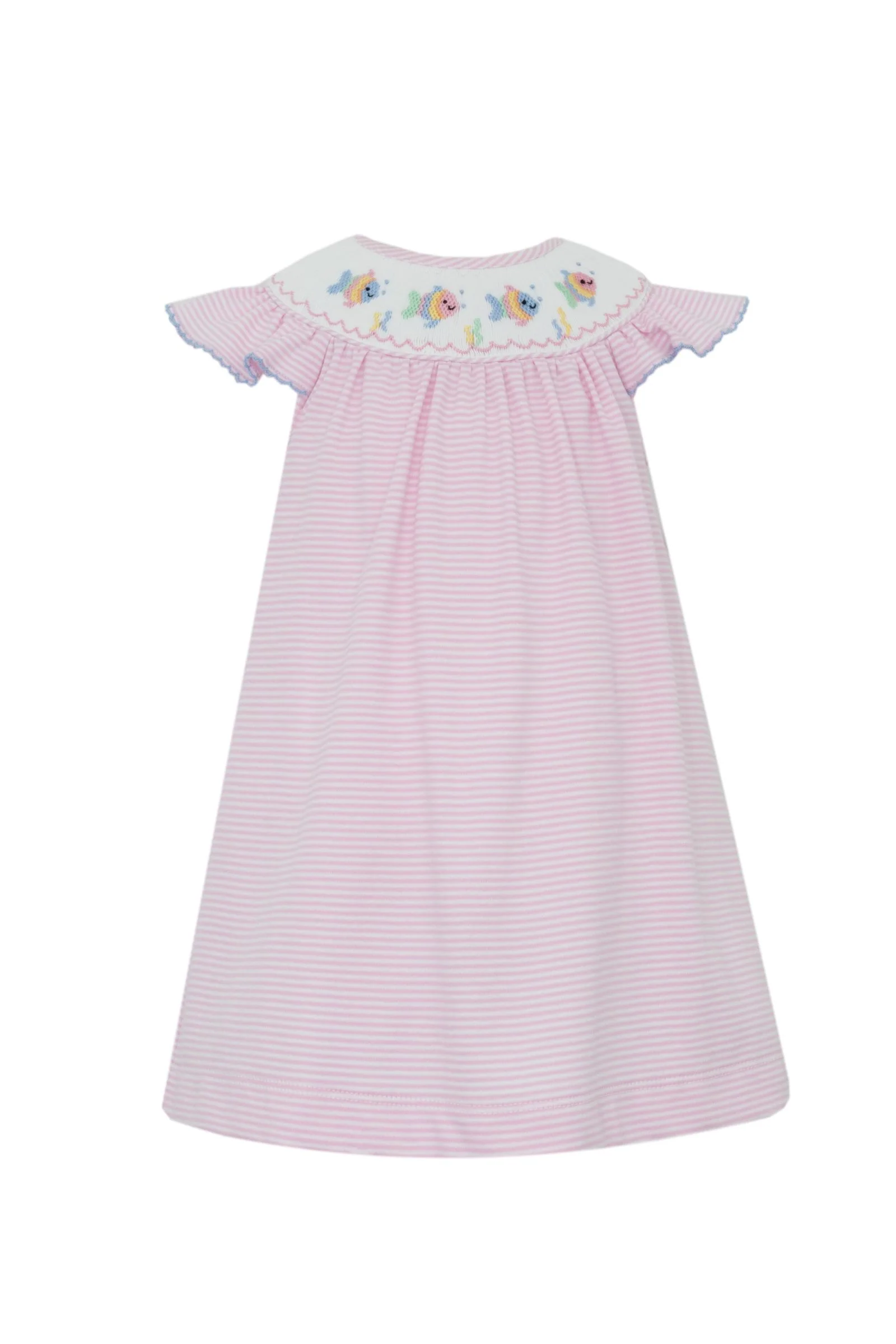 Petit Bebe Baby Fish Smocked Bishop Dress – Pink Stripe
