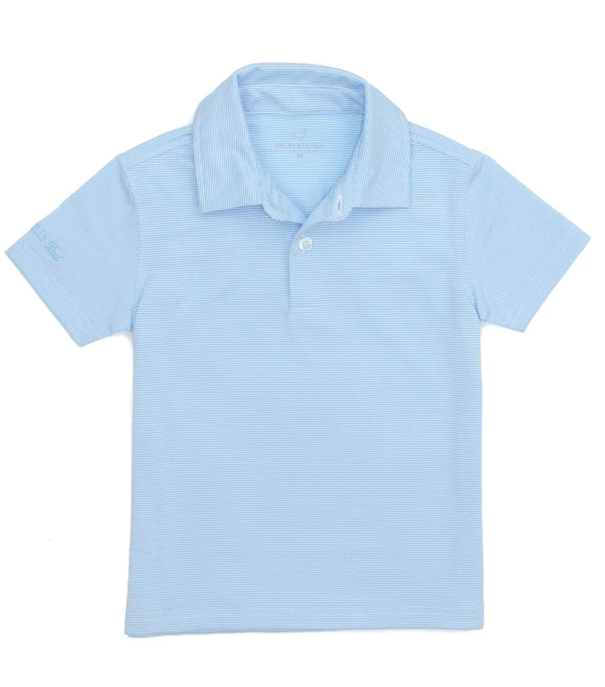 Properly Tied Boys Gulfport Polo Powder Blue Stripe