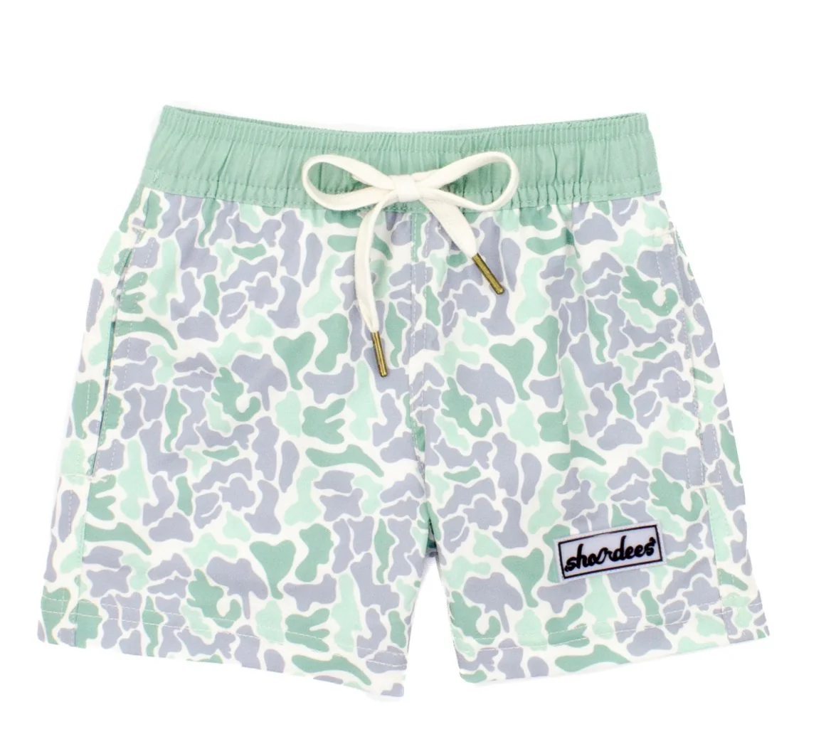 Properly Tied Boys Shordees Swim Trunk Sage Camo