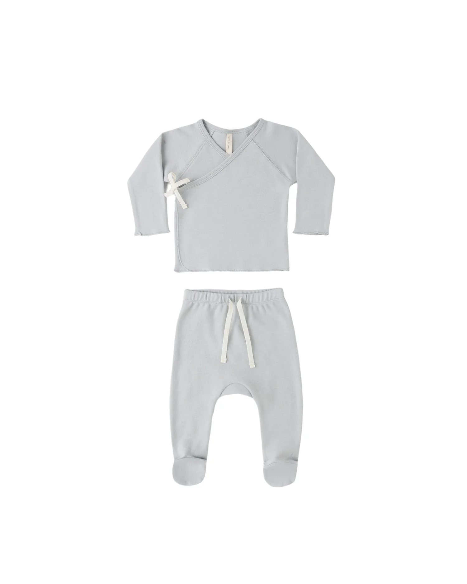 Quincy Mae WRAP TOP + FOOTED PANT SET SKY