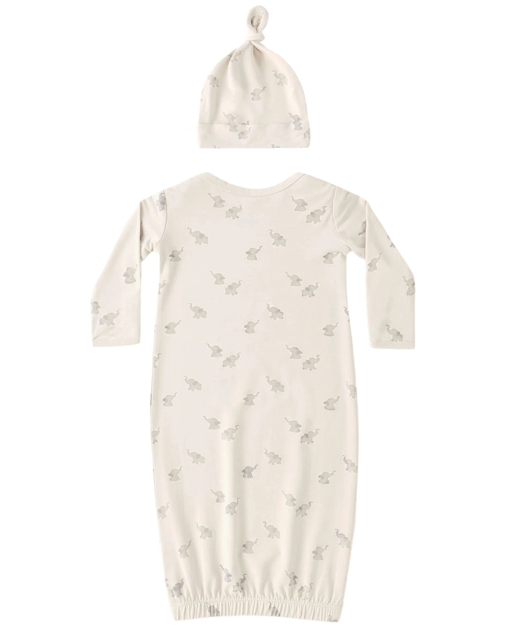 Quincy Mae BAMBOO BABY GOWN + HAT SET ELEPHANTS