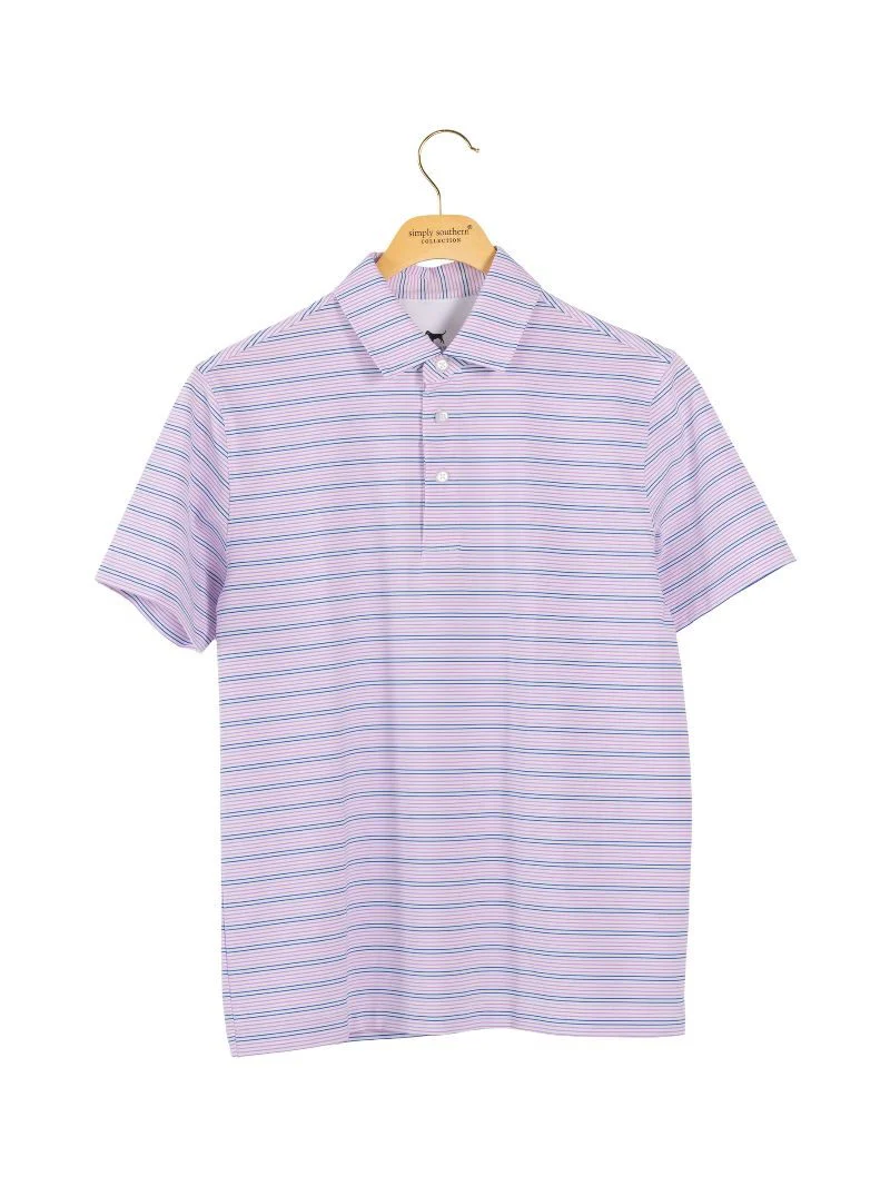 Simply Southern Boy Polo Stripe- Patriotic