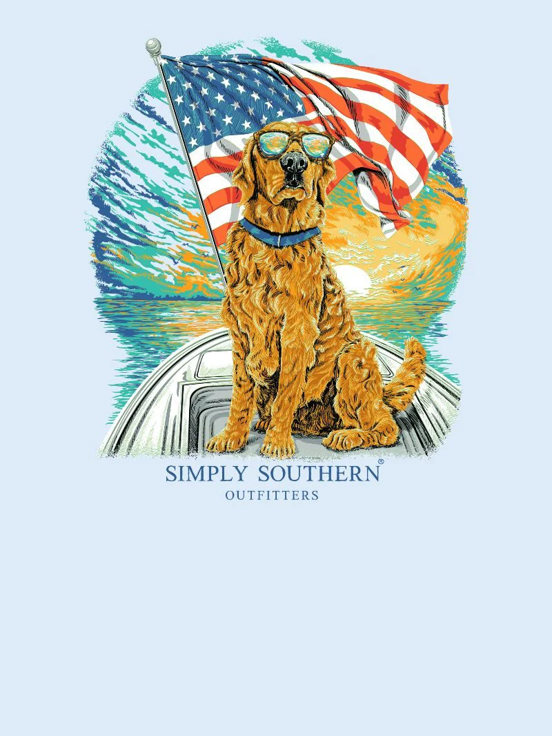 Simply Southern Boys Patriotic/Dog on Boat T-Shirt