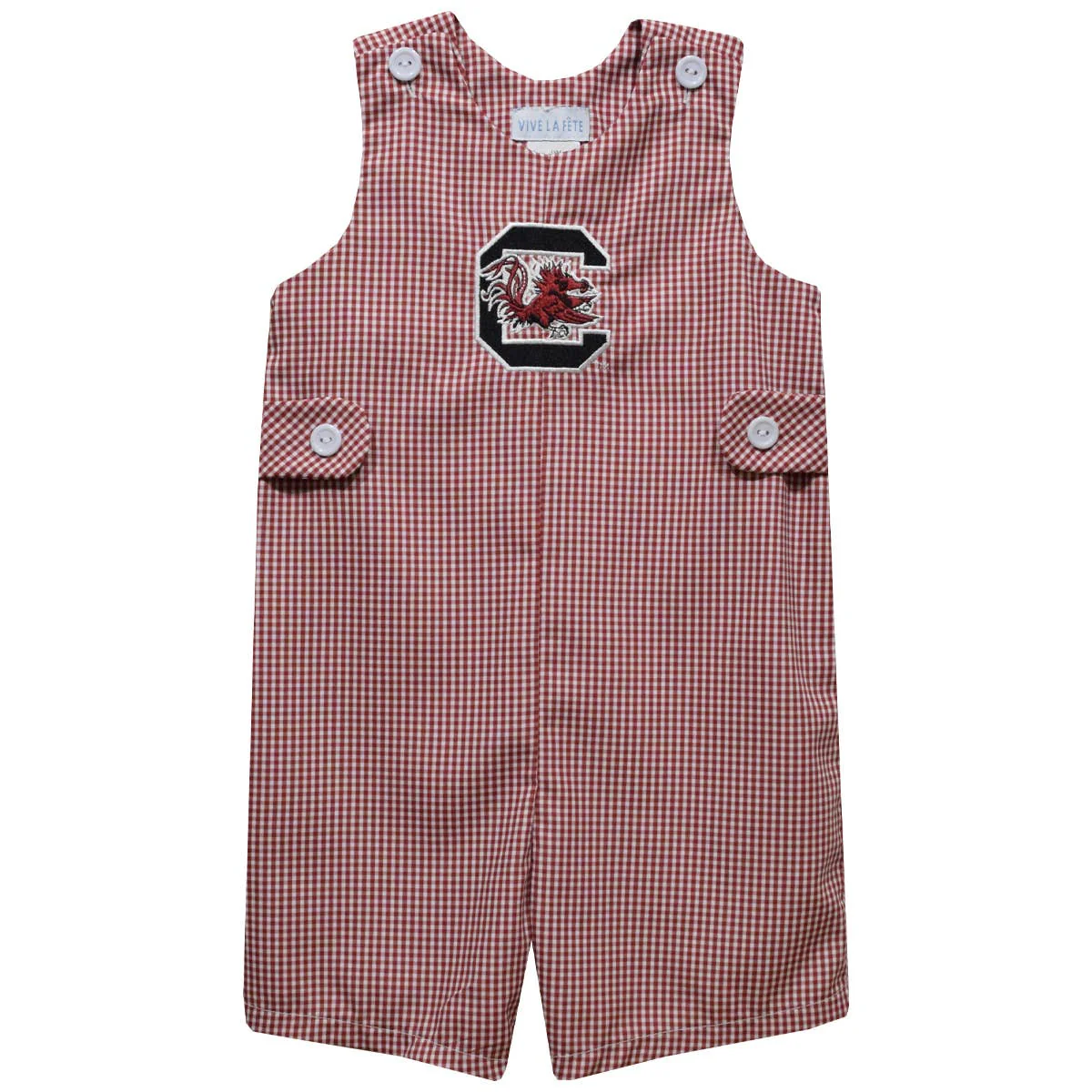 South Carolina Gamecocks Emboidered Maroon Gingham Jon Jon: 18M