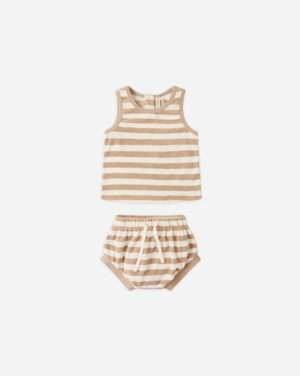 Quincy Mae Terry Tank + Short Set || Latte Stripe