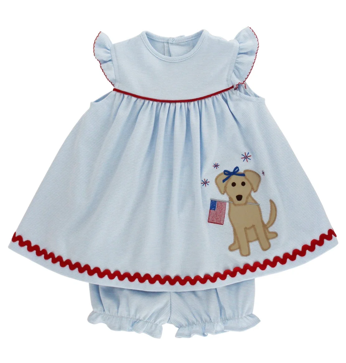 The Bailey Boys Patriotic Pup - Knit Float with Bloomer