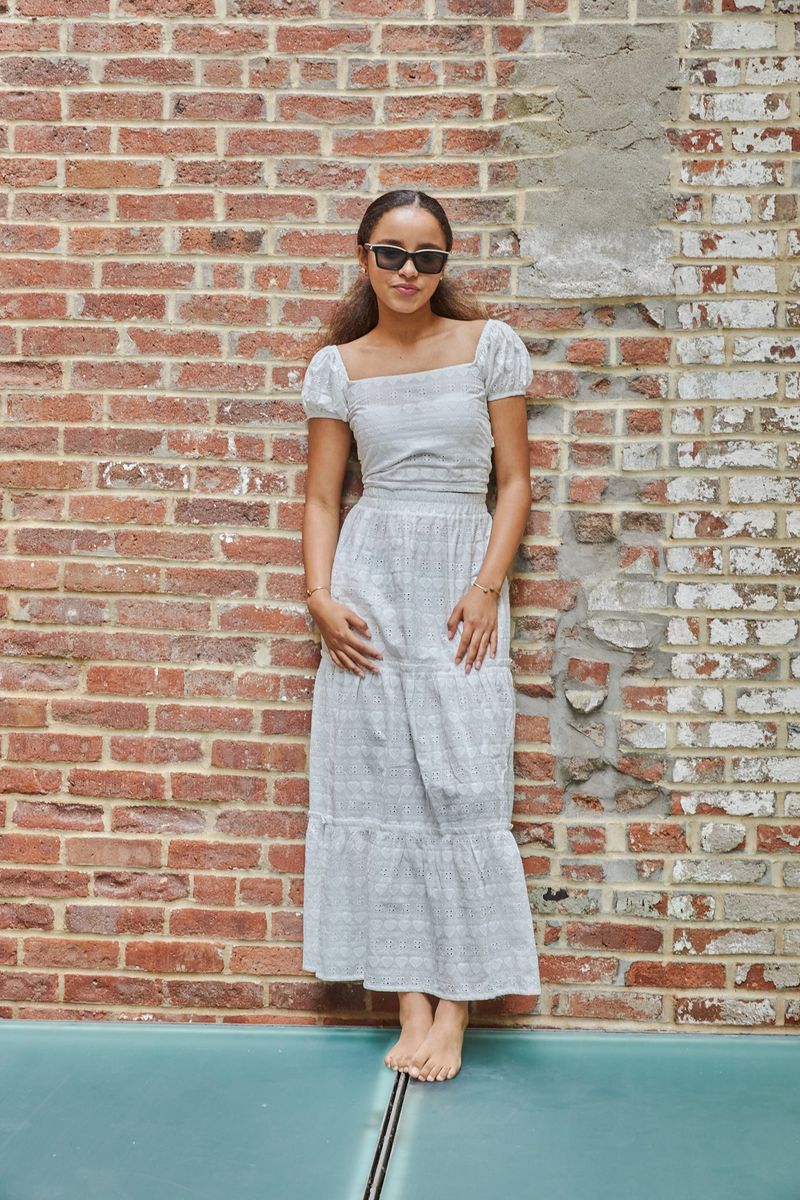 THEME Bella White Heart & Flower Eyelet Maxi - Image 3