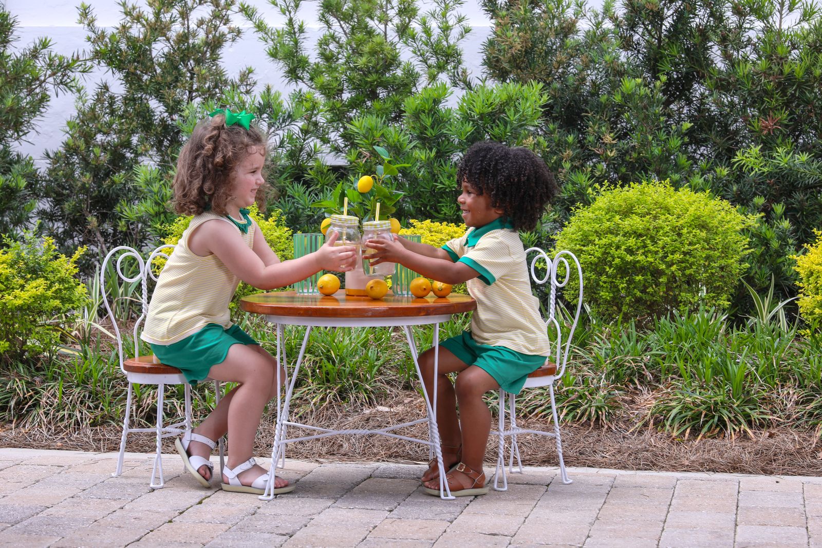 Trotter Street Kids Archie Short Set- Yellow Stripe/Green - Image 3