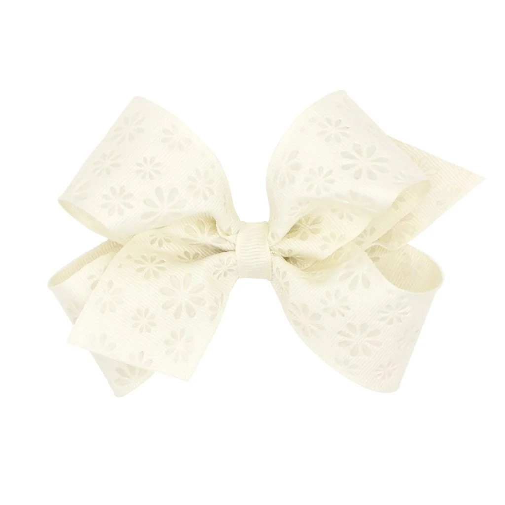 Wee Ones Embossed Flower Pattern on Grosgrain Hair Bow