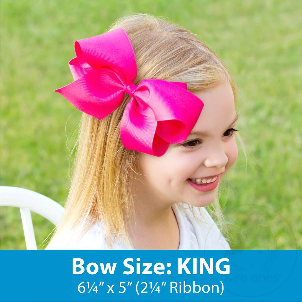 Wee Ones King Crepe Satin with Grosgrain Underlay Hair Bow Red - Image 3