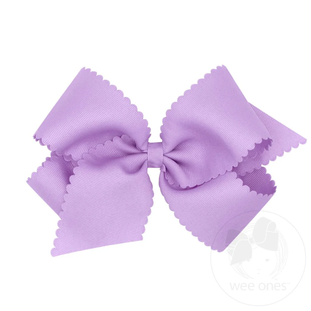 Wee Ones King Light Orchid Grosgrain Hair Bow Scalloped Edge